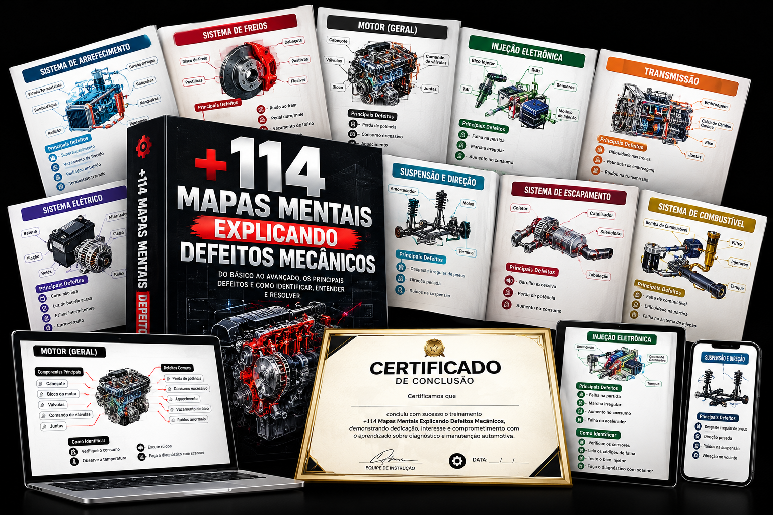 +114 Mapas Mentais explicando defeitos mecânicos